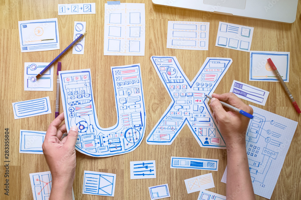 Poster ux designer creative prototype graphic planning application development for web mobile phone . user 