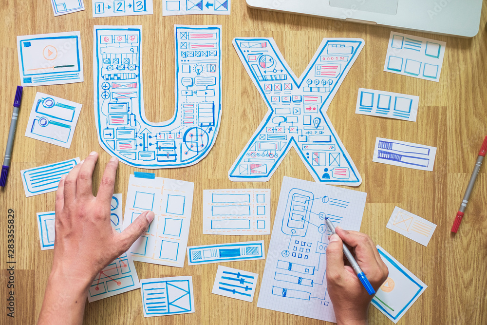 Poster ux designer creative prototype graphic planning application development for web mobile phone . user 