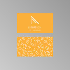 Visit card template for geometry or math teacher, tutor, courses. Bright and simple card with fun pattern and clean logo. Two sides. Standard size 50*90 mm. Vector illustration