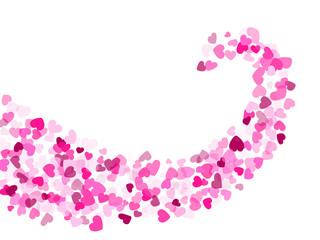 Hearts confetti flying vector background graphic design.