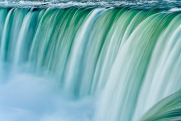 A closeup of the roaring waterfall