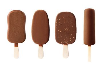 set of different types of ice cream, clipping path, isolated on white background isolated