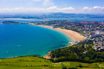 Coast at Santander cityscape with apartment buildings, Cantabria