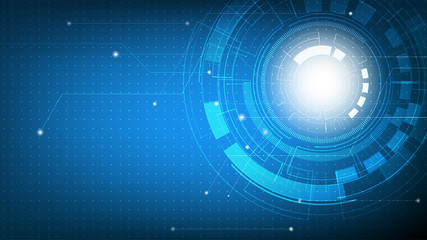 Technology abstract futuristic on blue gradient with circuit board,  Hi-tech digital technology and engineering, digital telecom concept