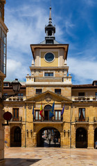 Facade of City hall of Oviedo in summer day. Constitution square; Oviedo; Asturias; Spain
