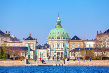 Fototapeta na wymiar View Amalienborg and Frederiks Church in Copenhagen