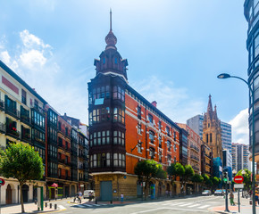 Fototapeta na wymiar Streets view of Bilbao in summer. Basque Country, Bilbao