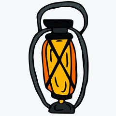 Vintage lantern. Collection of elements drawn by hand. Isolate on white.