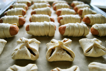 Raw pies.Cooking homemade pasties. The dough 
