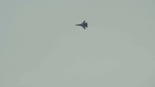 Flanker fighter flying in the sky
