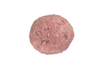  isolated raw meatball on white