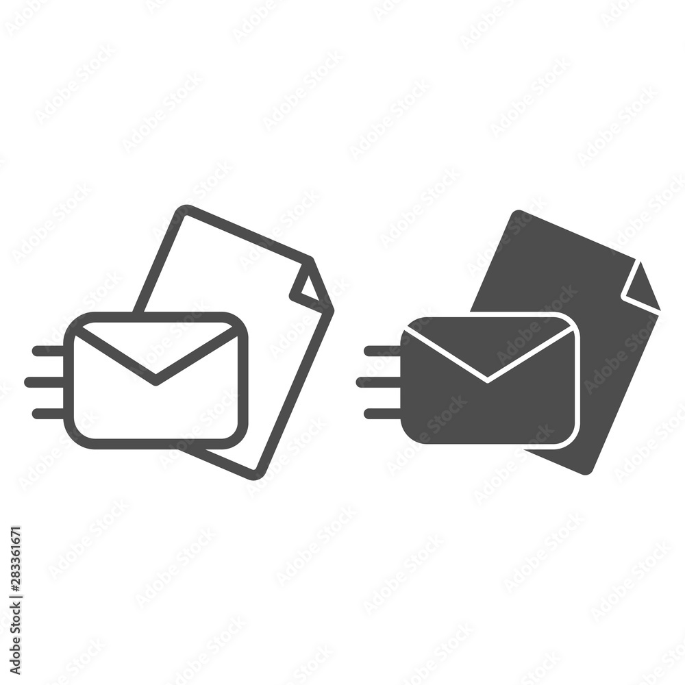 Poster sending mail line and glyph icon. sending a letter vector illustration isolated on white. envelope w