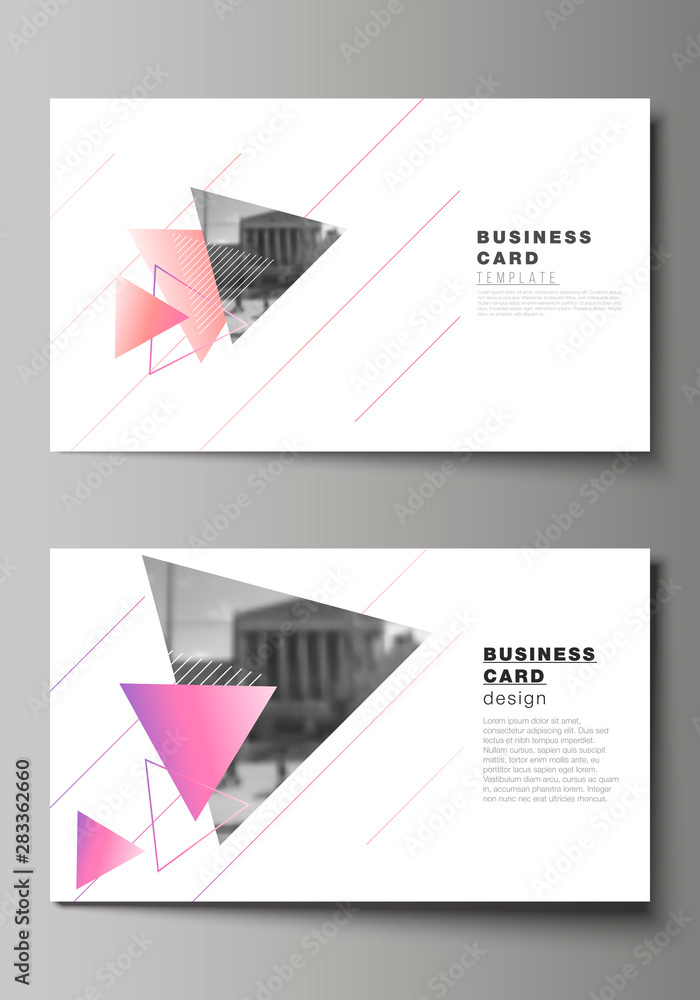 Poster the minimalistic abstract vector illustration of the editable layout of two creative business cards 
