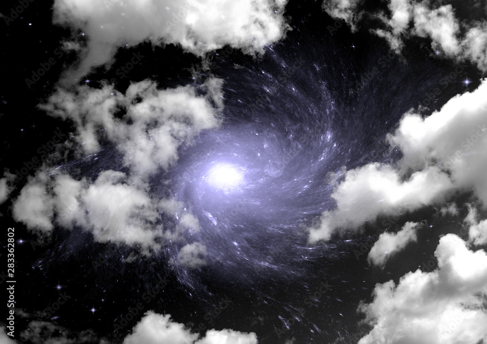 Wall mural galaxy in a free space. 3d rendering