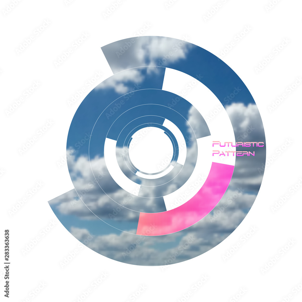 Aufkleber circular pattern, circle elements forming geometric frame for photo with colorful pink color gradien
