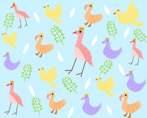 There are birds, chickens and ducks.seamless pattern with  poultry.National bird day is one of several designated holidays celebrating birds.