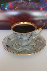 Beautiful , aroma cup of coffee in the morning isolated