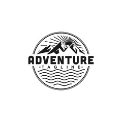 Mountain illustration, outdoor adventure logo design inspiration