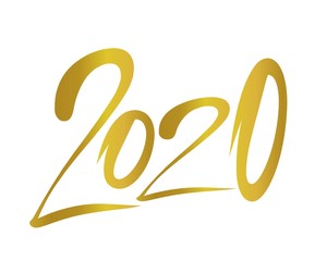 2020 word gold color vector illustration