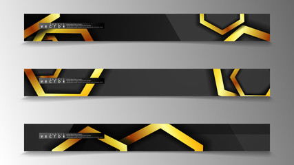 Banner collection, vector backgrounds with hexagon gold. space banner vector suitable for any design