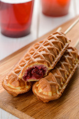Waffle cherry pops and tea