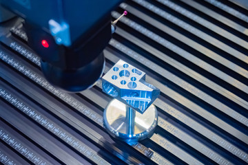 3D detail measurement. 3D measurement of metal billet. Equipment for measuring three-dimensional models. Determining the size of a three-dimensional model. The machine will know the size of the part.
