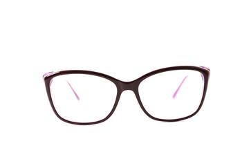 Brown stylish plastic eyeglass frame . Isolated