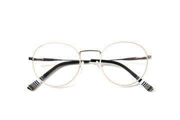 Round fashionable eyeglass frame. Isolated