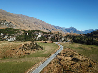 Aerial view Matukituki valley and Mount Aspiring national Park, New Zealand
