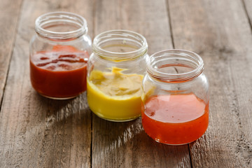 Jars of various sauces