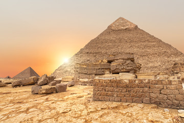 The evening view on the Pyramid of Khafre in Egypt