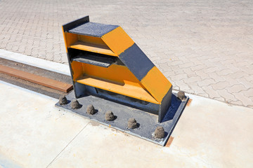 Yellow warning sign metal fixture