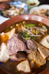 Taiwanese snacks of spicy pork blood hot pot