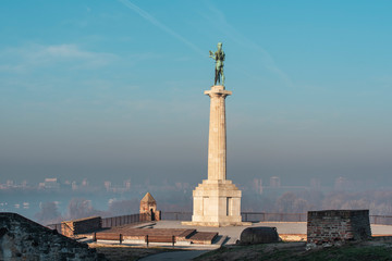 Fototapeta na wymiar Victor monument at Kalemegdan fortress in Belgrade, Serbia 
