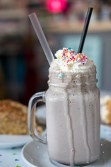 Chocolate Milk Shake with blurred background