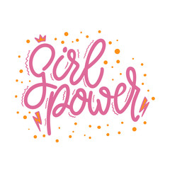 Girl power. Lettering phrase for postcard, banner, flyer.