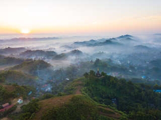 sunset in mountains, mrauk u, rakhine, myanmar