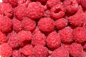 Yummy, fresh raspberries on background
