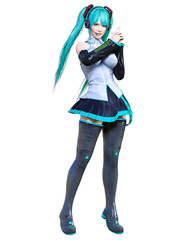 3D comics cosplay anime girl.