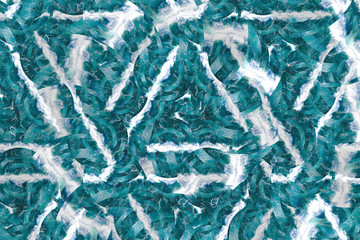 Green blue and white ocean sea waves circles backgound. Spiral pattern. Geometric hipster collage design.
