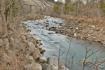 Fototapeta na wymiar Lee creek in winter season Arkansas 