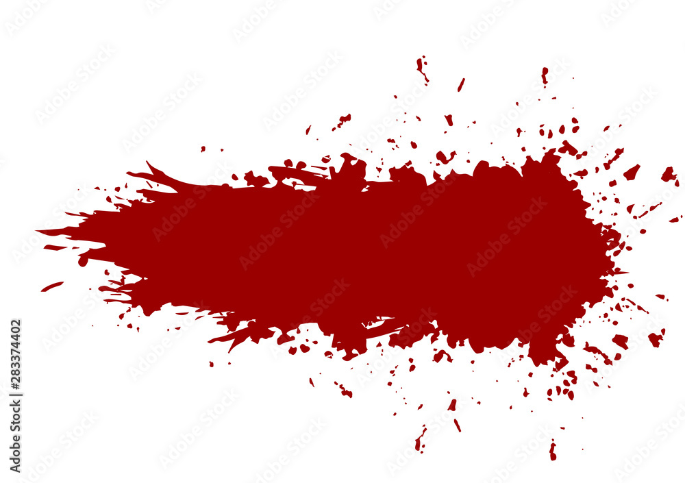 Poster abstract splatter painted red color. vector isolated on white background design. red label backgroun