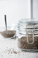Chia seeds in a jar.