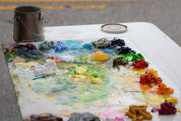 Artist paint palette working art