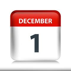 Fototapeta premium December 1 - Glossy Calendar Icon - Calendar design template