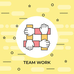 hands support each other, concept of teamwork, icon vector