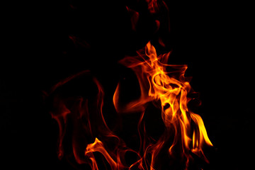 Fire flames on a black background abstract.