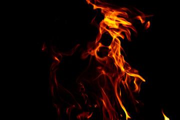 Fire flames on a black background abstract.