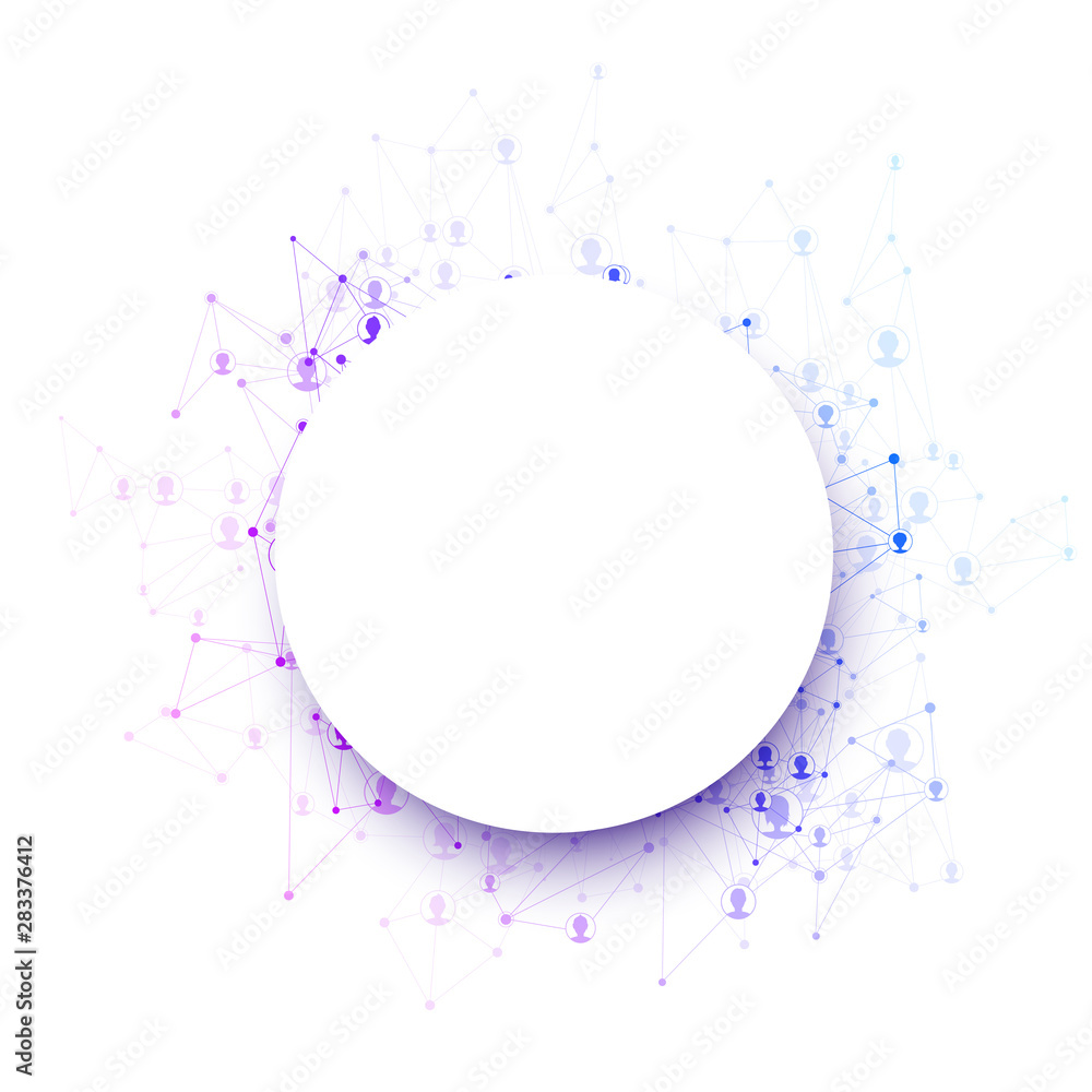 Poster abstract round paper shape with colorful polygonal mesh for text.