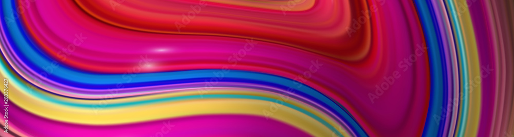 Poster horizontal banner with 3d rendered flow digital art in motion.
